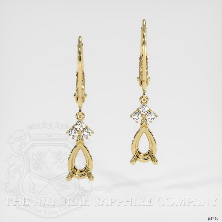 14K Yellow Gold Accent Stones Earring Setting