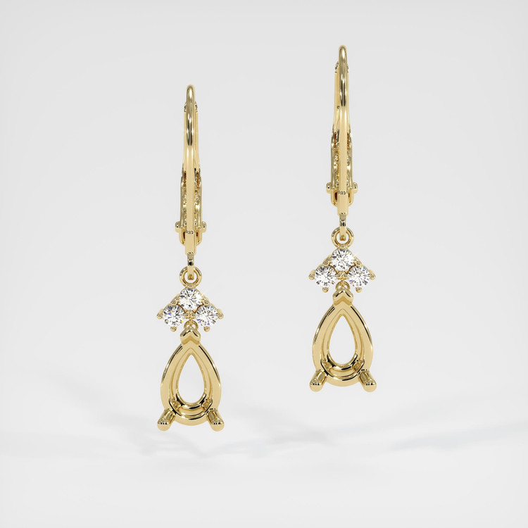 14K Yellow Gold Accent Stones Earring Setting