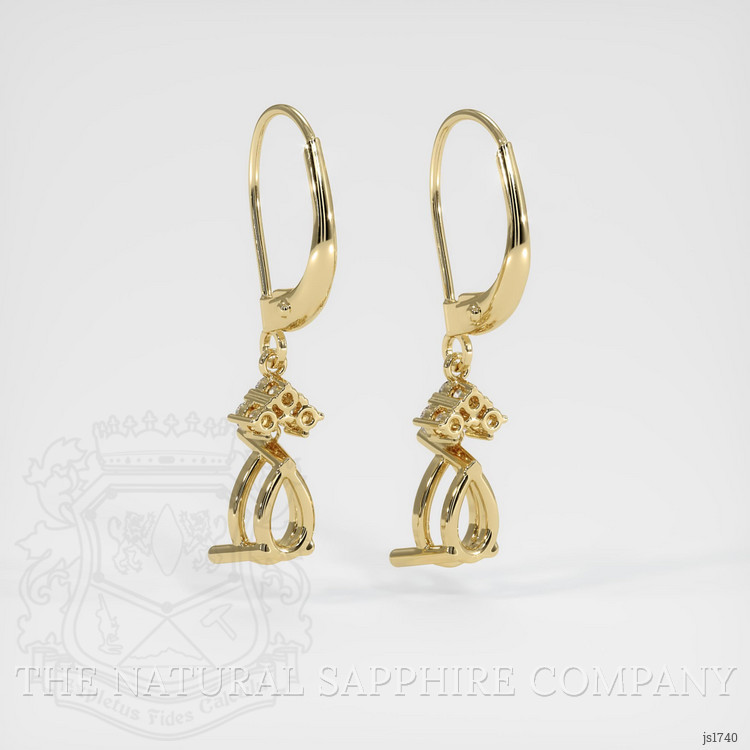 14K Yellow Gold Accent Stones Earring Setting