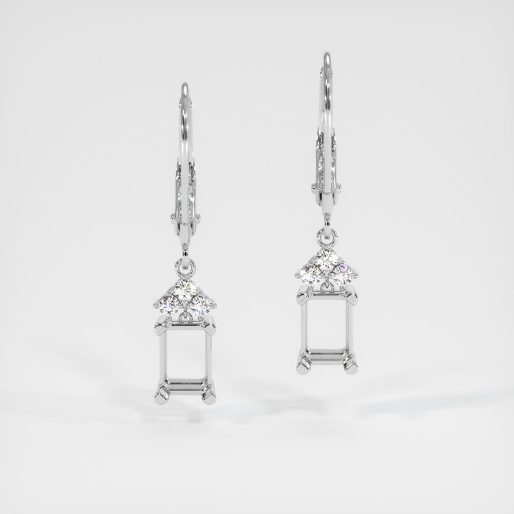 14K White Gold Accent Stones Earring Setting