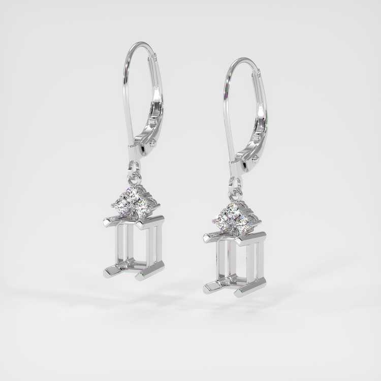 14K White Gold Accent Stones Earring Setting