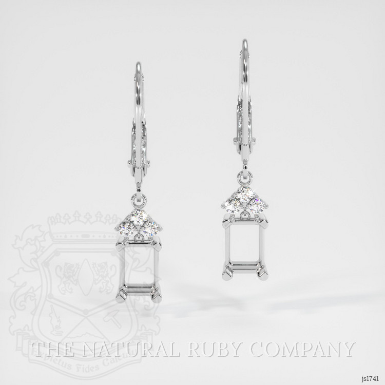 14K White Gold Accent Stones Earring Setting