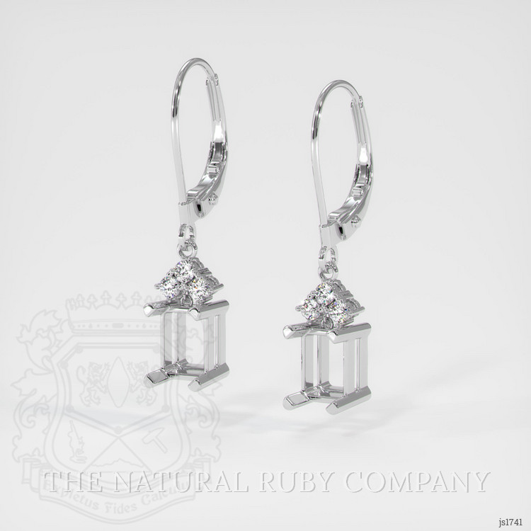 14K White Gold Accent Stones Earring Setting