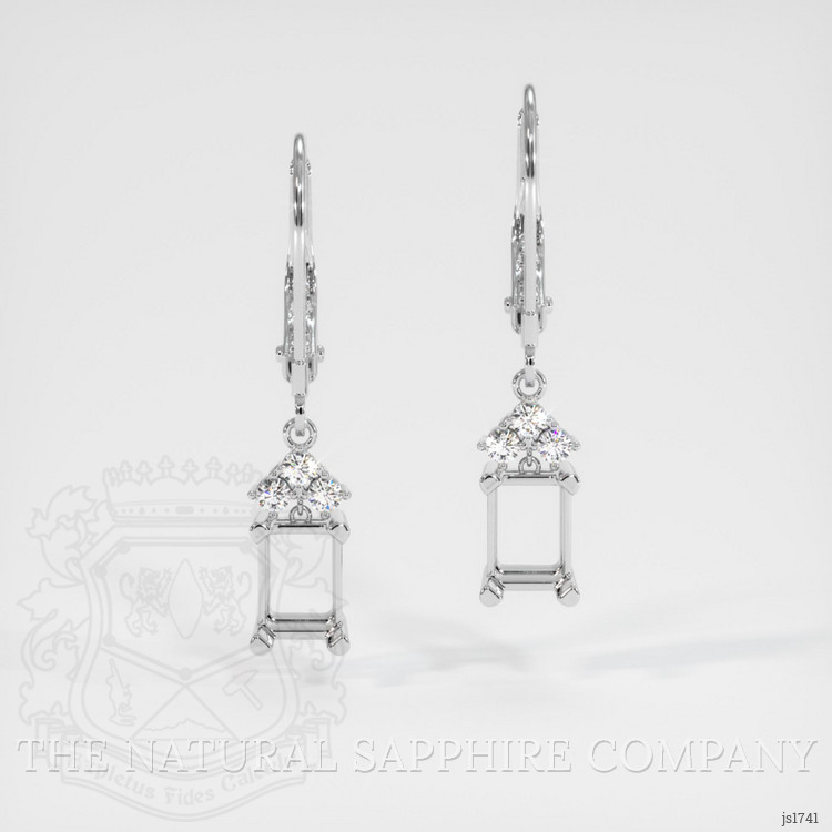 14K White Gold Accent Stones Earring Setting