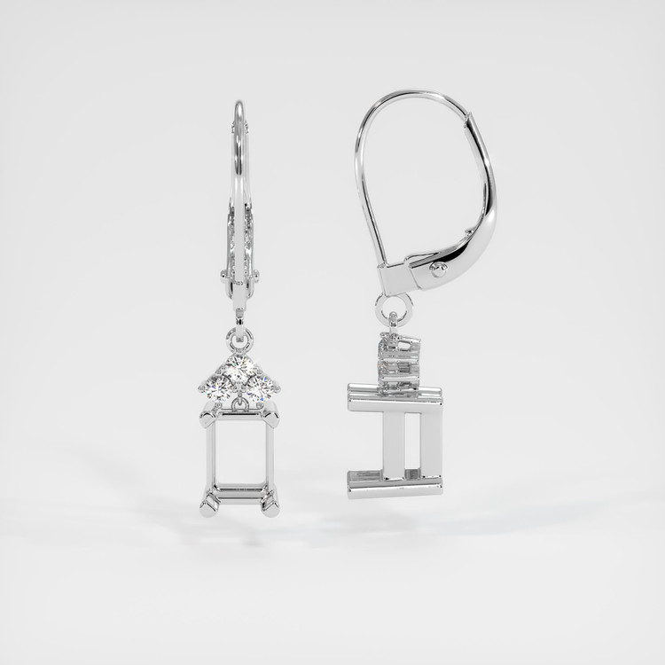 14K White Gold Accent Stones Earring Setting