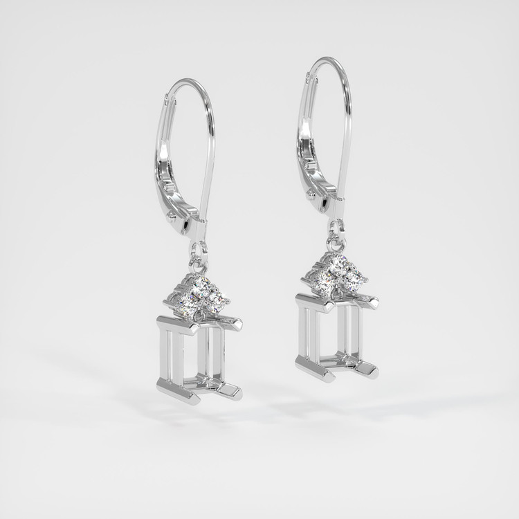 14K White Gold Accent Stones Earring Setting