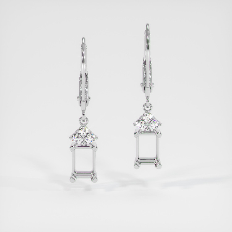 14K White Gold Accent Stones Earring Setting