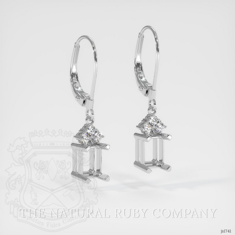 14K White Gold Accent Stones Earring Setting