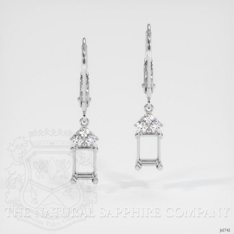 14K White Gold Accent Stones Earring Setting
