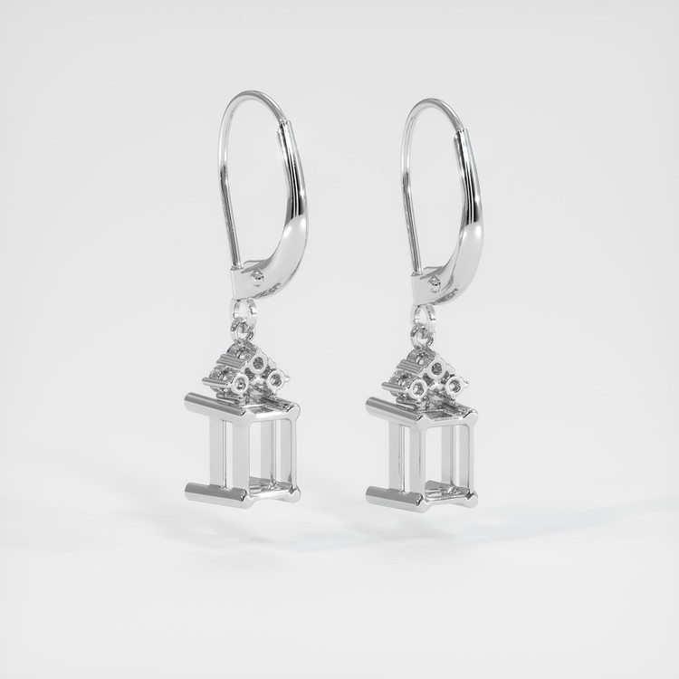 14K White Gold Accent Stones Earring Setting