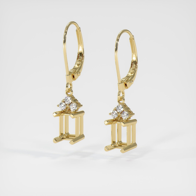 14K Yellow Gold Accent Stones Earring Setting