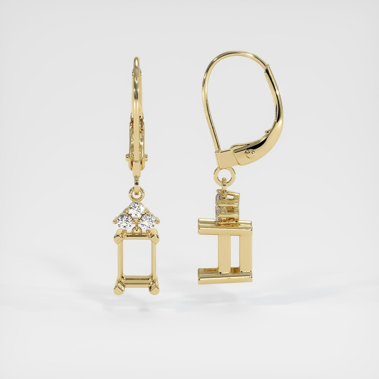 14K Yellow Gold Accent Stones Earring Setting