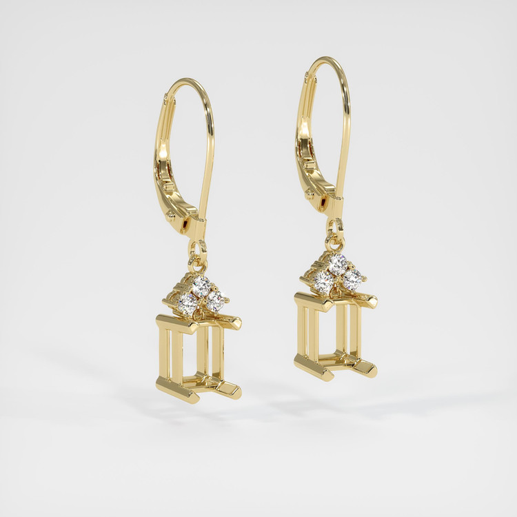 14K Yellow Gold Accent Stones Earring Setting