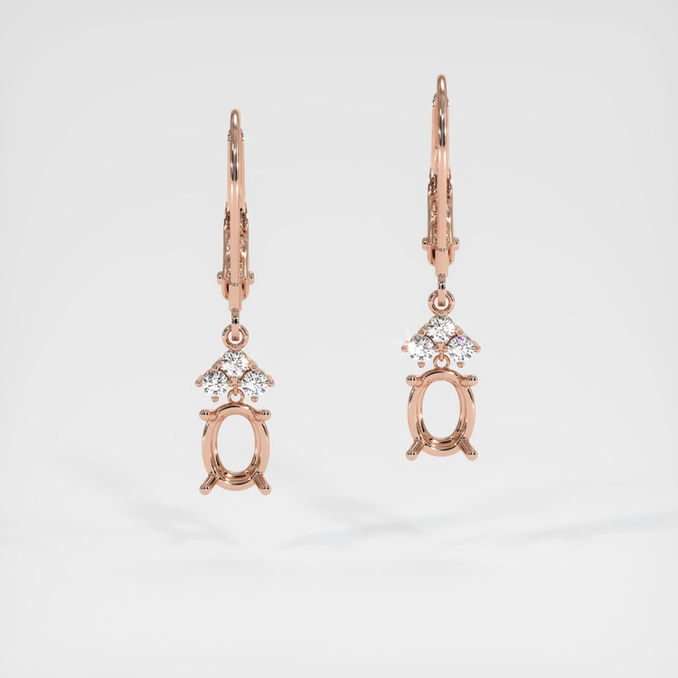14K Rose Gold Accent Stones Earring Setting