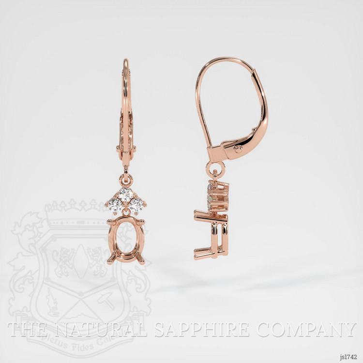 14K Rose Gold Accent Stones Earring Setting