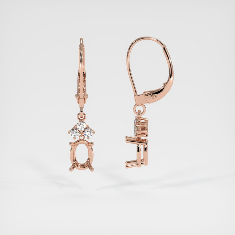 14K Rose Gold Accent Stones Earring Setting