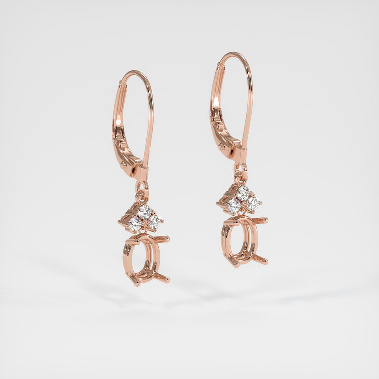 14K Rose Gold Accent Stones Earring Setting