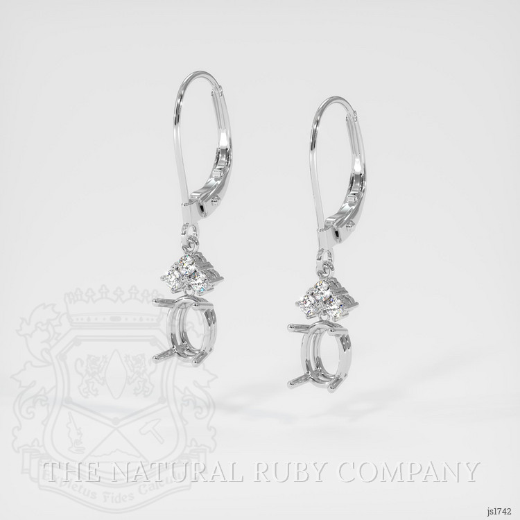 14K White Gold Accent Stones Earring Setting