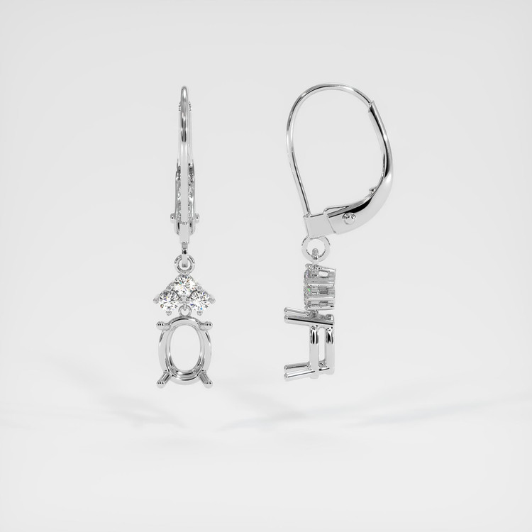 14K White Gold Accent Stones Earring Setting