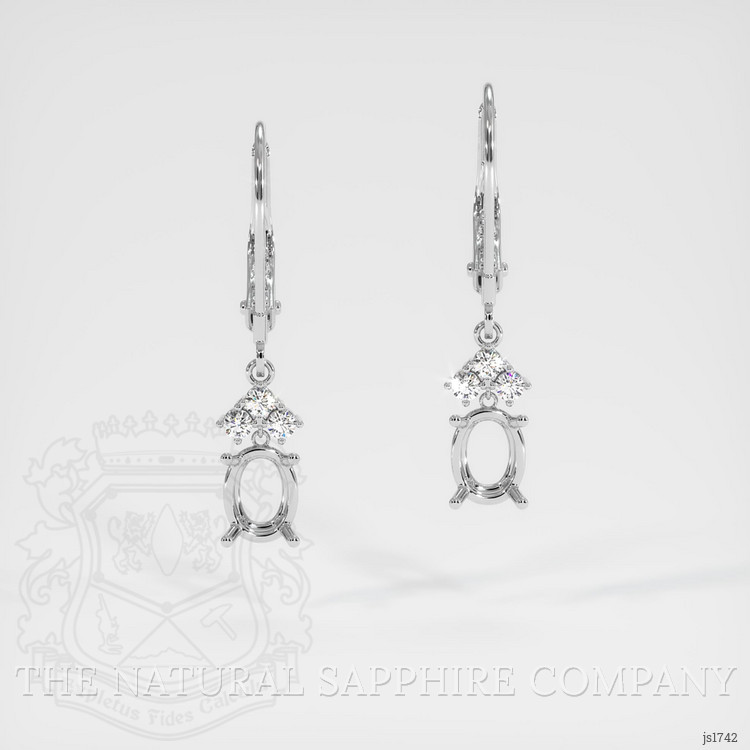14K White Gold Accent Stones Earring Setting
