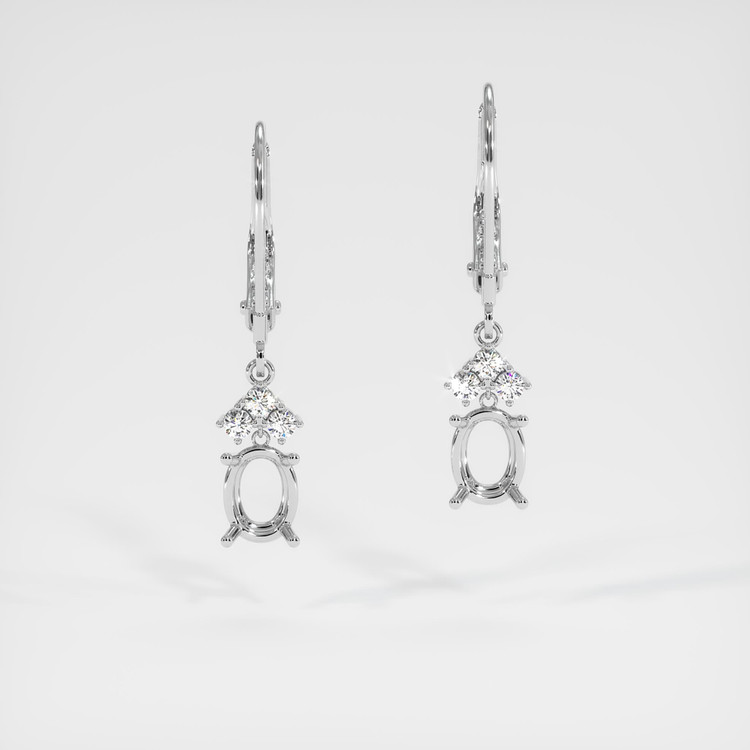 14K White Gold Accent Stones Earring Setting