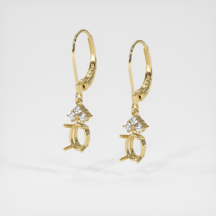 14K Yellow Gold Accent Stones Earring Setting