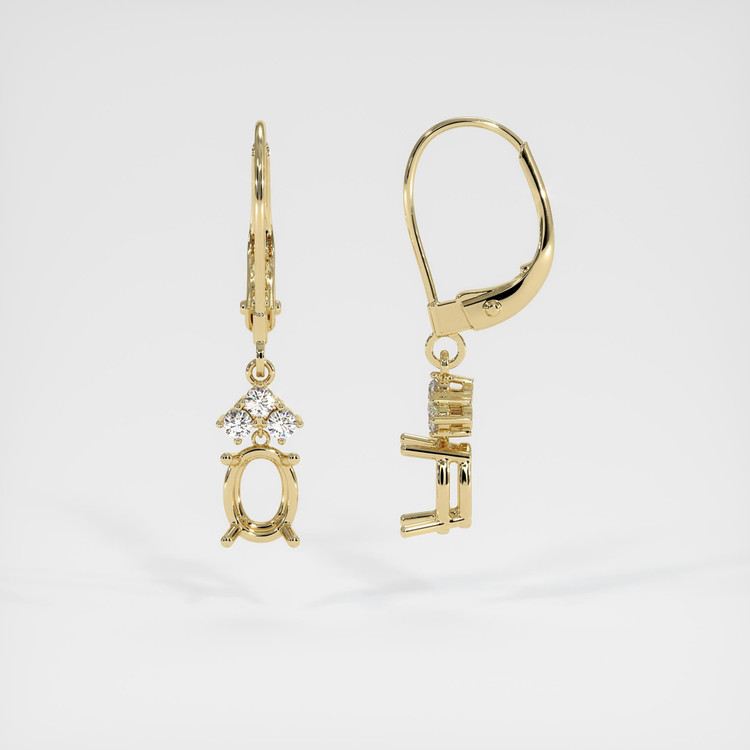 14K Yellow Gold Accent Stones Earring Setting