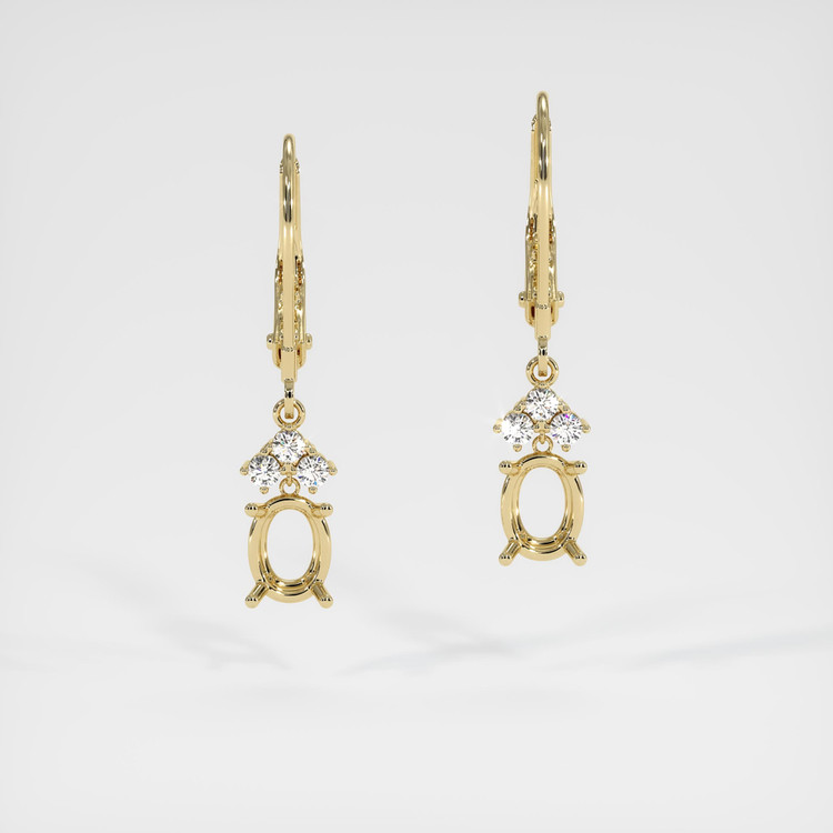14K Yellow Gold Accent Stones Earring Setting