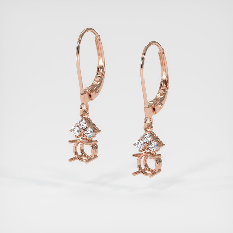 14K Rose Gold Accent Stones Earring Setting