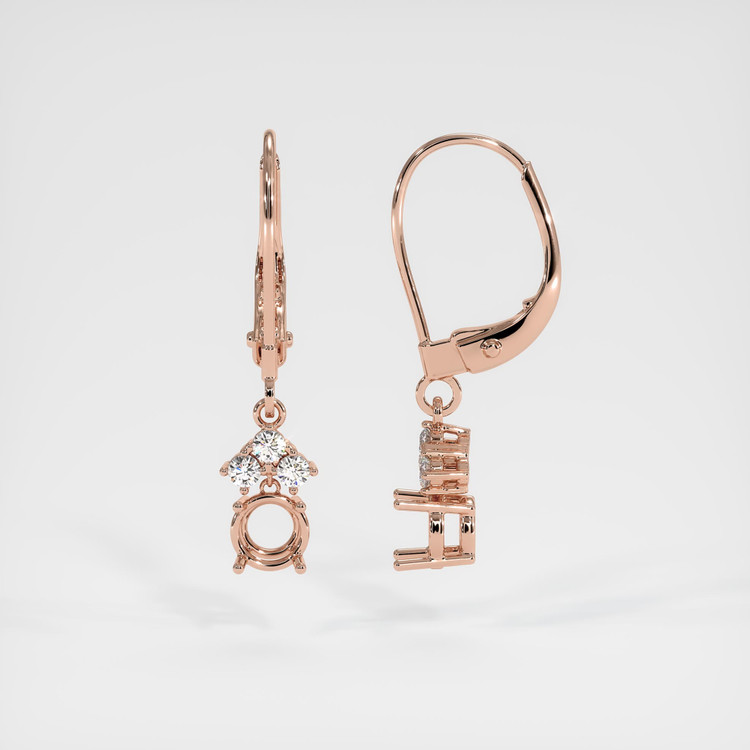 14K Rose Gold Accent Stones Earring Setting