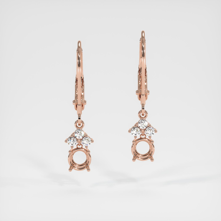 14K Rose Gold Accent Stones Earring Setting