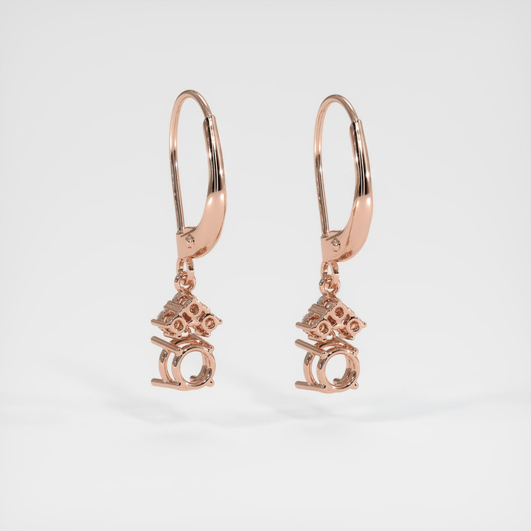14K Rose Gold Accent Stones Earring Setting