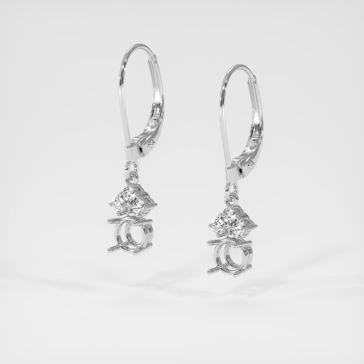 14K White Gold Accent Stones Earring Setting