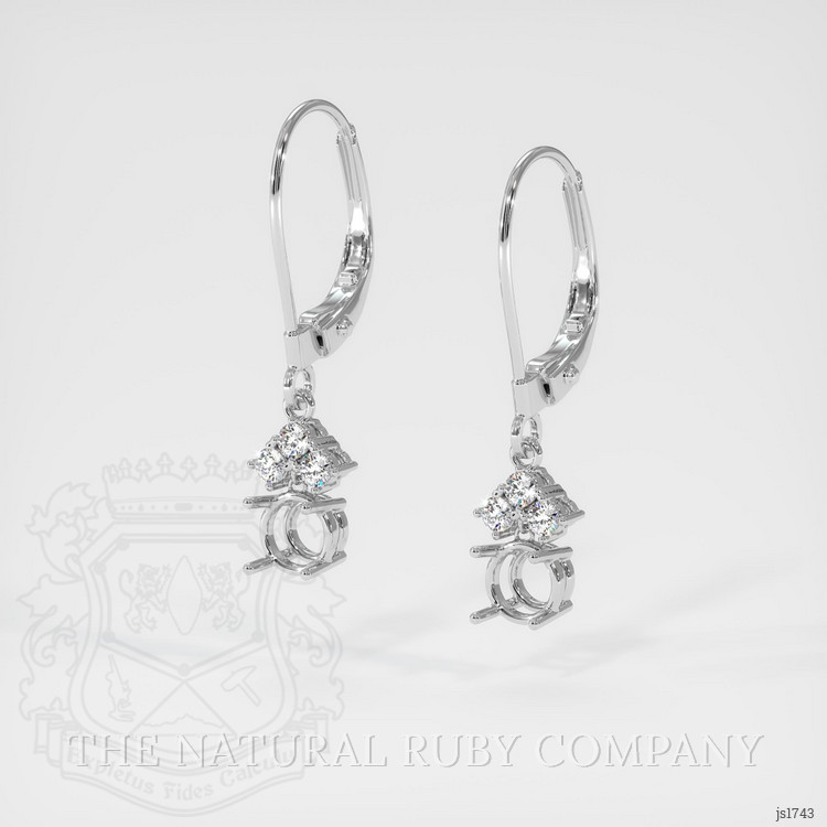 14K White Gold Accent Stones Earring Setting