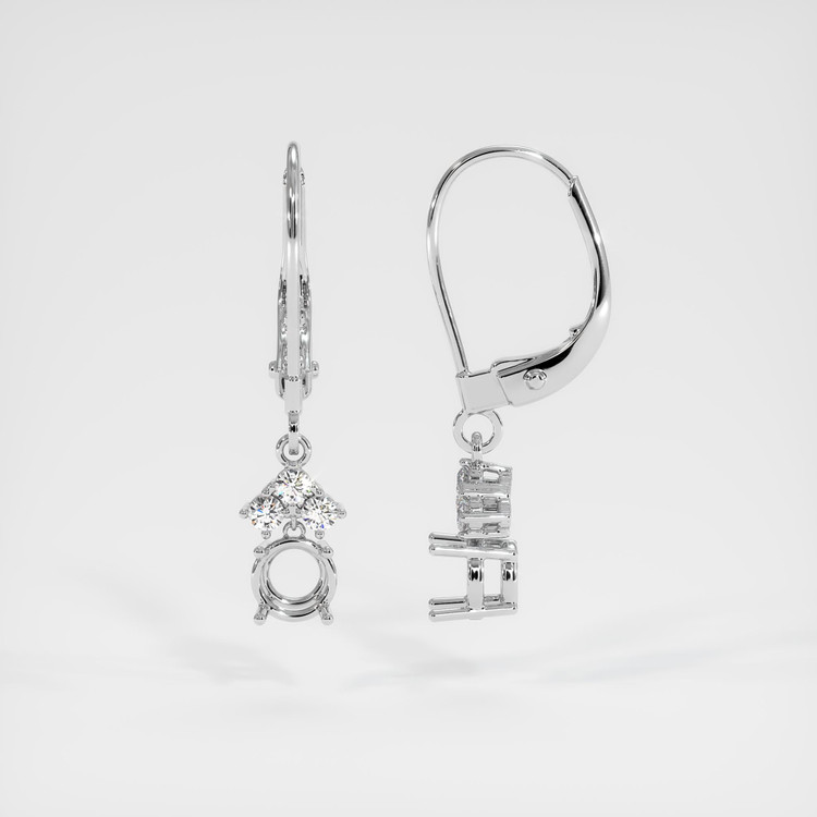 14K White Gold Accent Stones Earring Setting