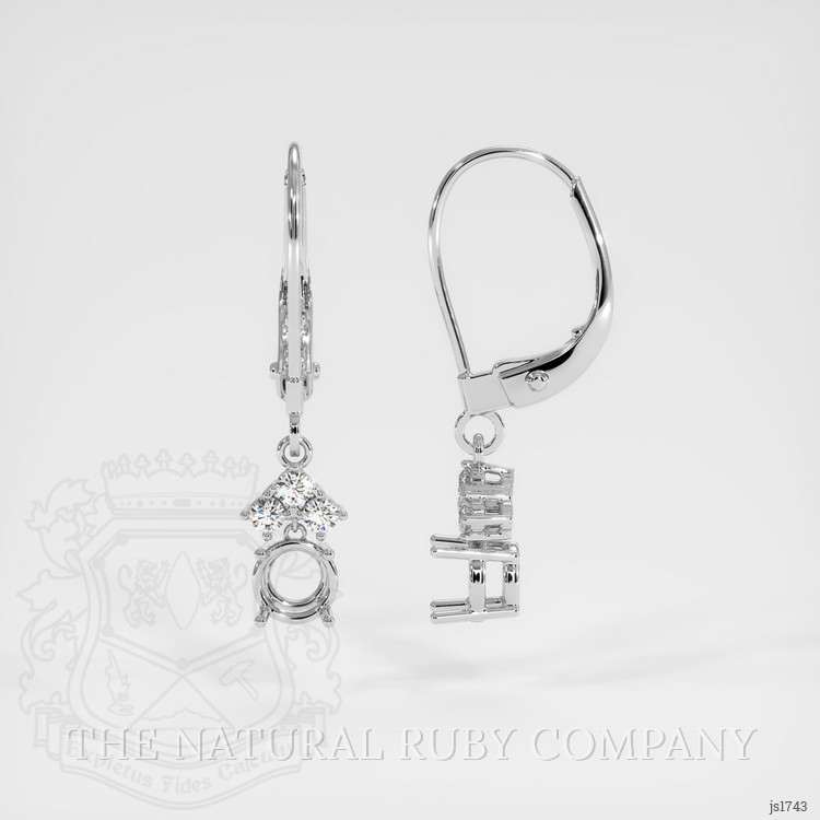 14K White Gold Accent Stones Earring Setting