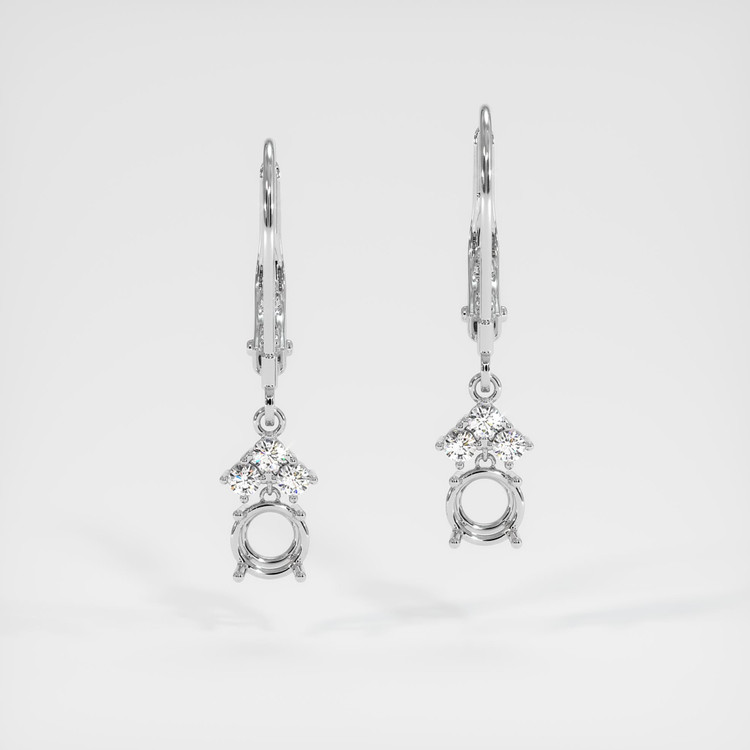 14K White Gold Accent Stones Earring Setting