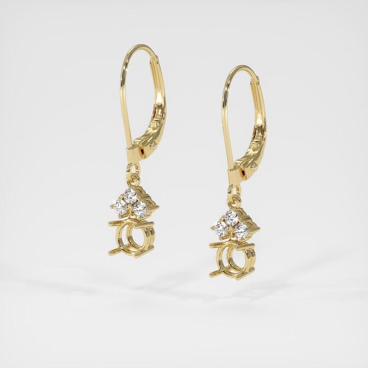 14K Yellow Gold Accent Stones Earring Setting