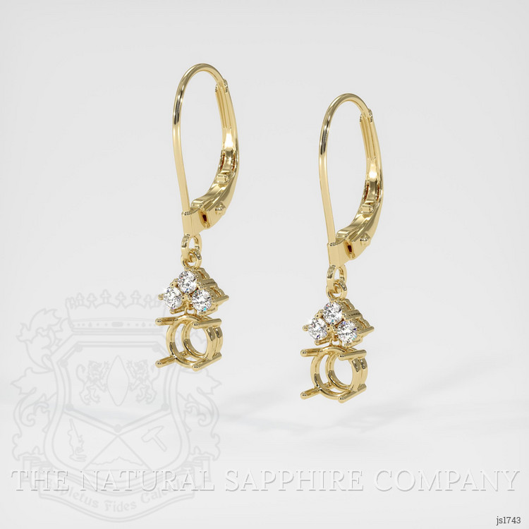 14K Yellow Gold Accent Stones Earring Setting
