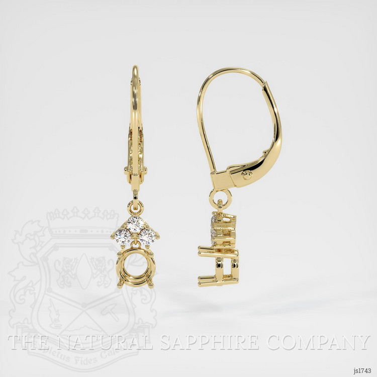 14K Yellow Gold Accent Stones Earring Setting