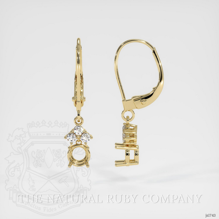 14K Yellow Gold Accent Stones Earring Setting