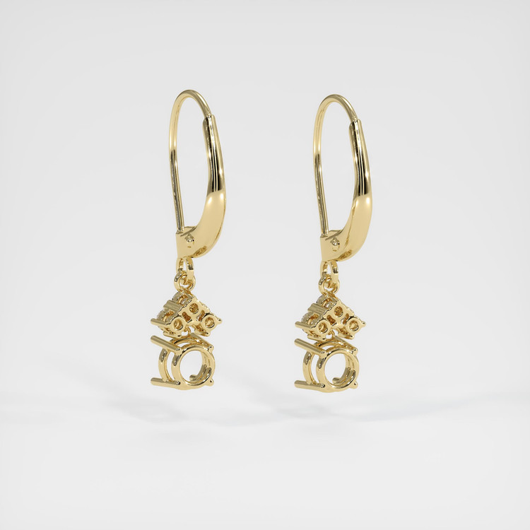 14K Yellow Gold Accent Stones Earring Setting