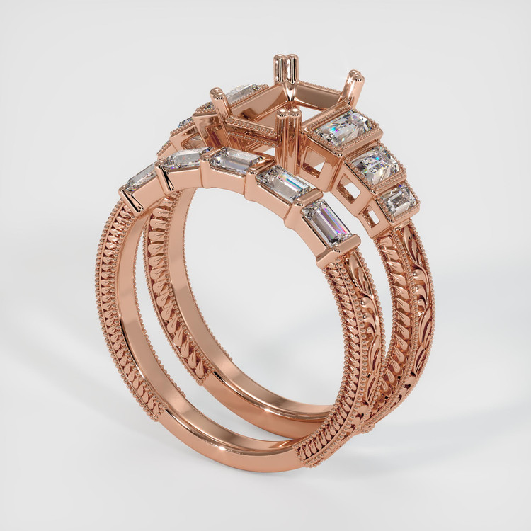 14K Rose Gold Antique Style Ring Setting
