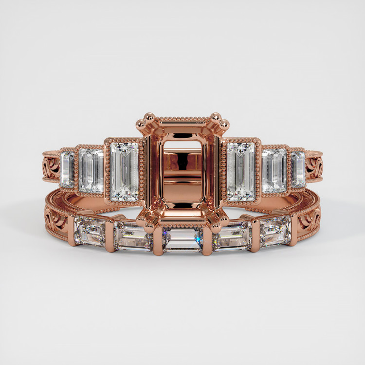 14K Rose Gold Antique Style Ring Setting