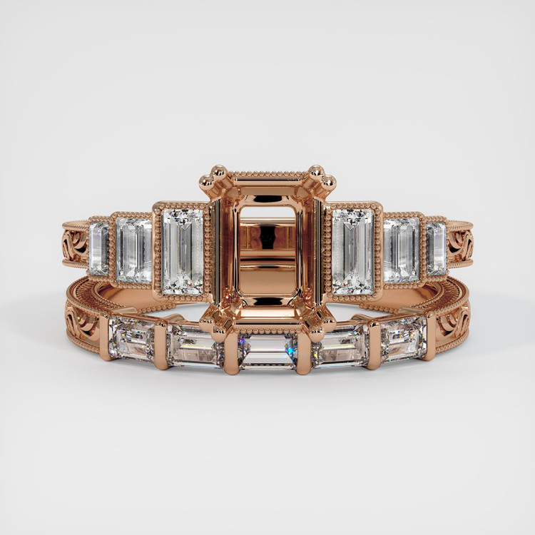 18K Rose Gold Antique Style Ring Setting