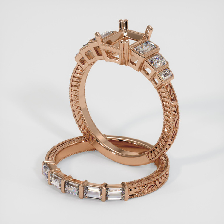 18K Rose Gold Antique Style Ring Setting