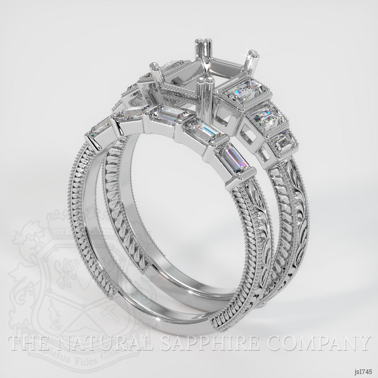 14K White Gold Antique Style Ring Setting