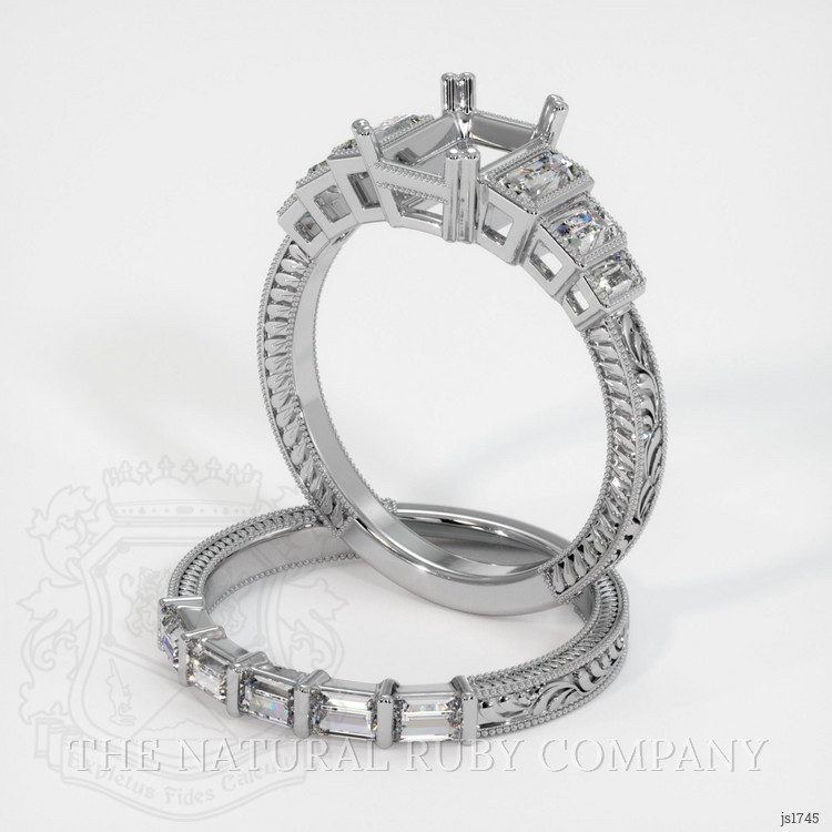 14K White Gold Antique Style Ring Setting