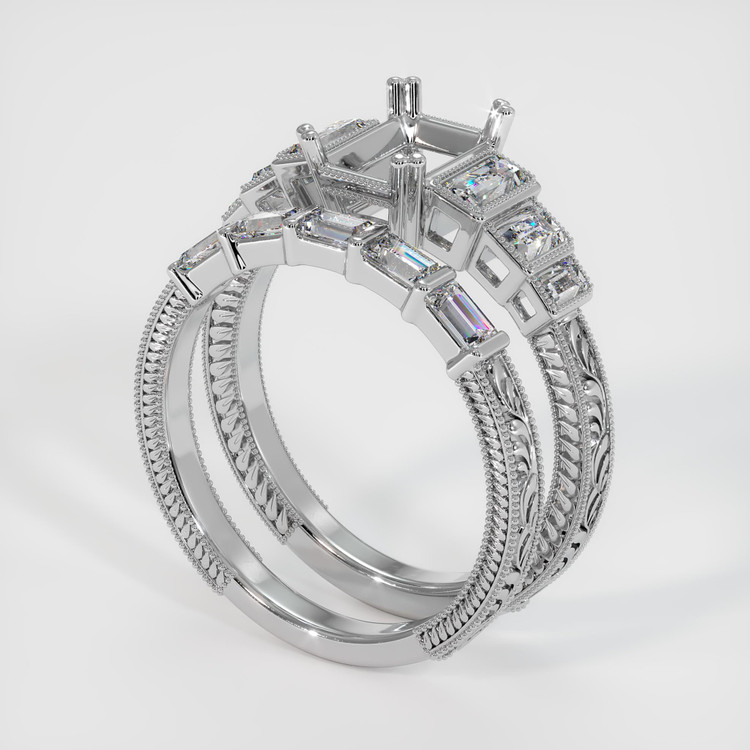 18K White Gold Antique Style Ring Setting