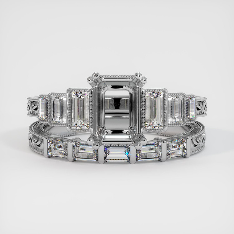 18K White Gold Antique Style Ring Setting